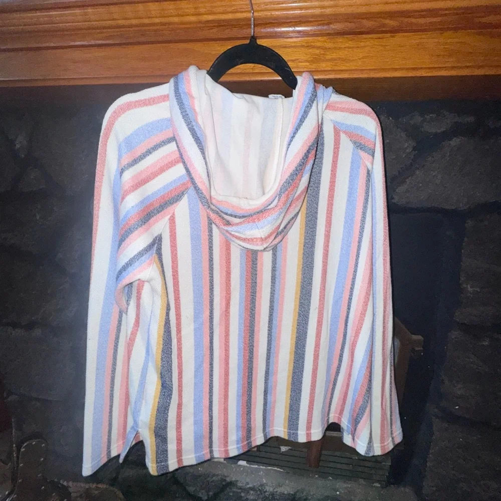 Roxy Size Medium Multicolor Striped Women's Hoodie sweatshirt pullover - Picture 4 of 11